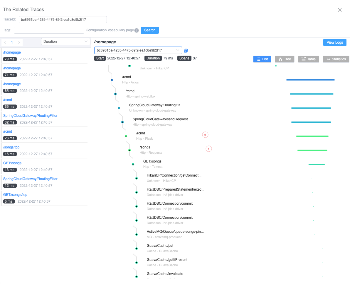图 8:Tracing 详细信息中的事件。